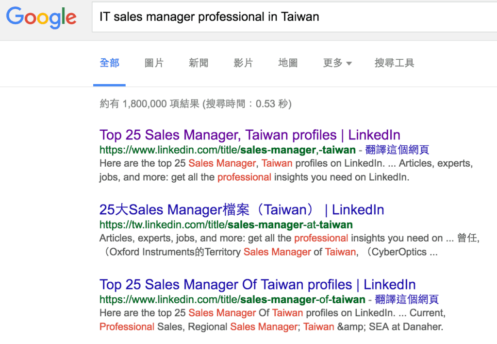 top sales manager in Taiwan